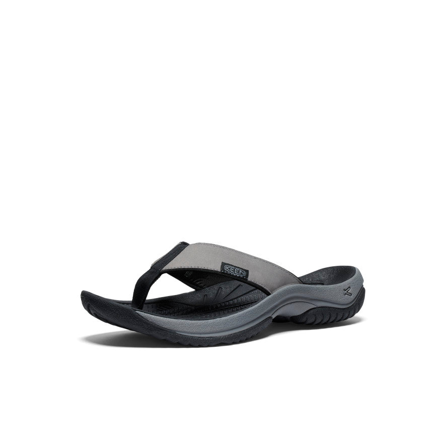 Men's Kona Leather Flip-Flop | Steel Grey/Black - Image 2